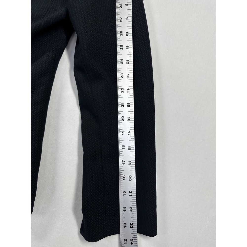 Vintage Tahari Levine Blazer 8 Black Herringbone Wide Collar Zip Pocket Jacket - Picture 9 of 15